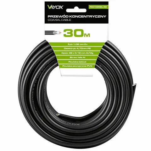 Kabel koncentryczny żelowany RG6U PCC102GEL-30 30m Vayox