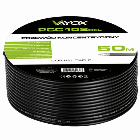 Kabel koncentryczny żelowany RG6U PCC102GEL-50 50m Vayox