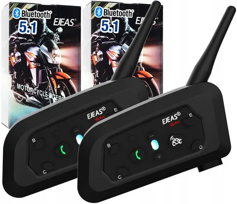 2 interkomy motocyklowe na 2 kaski intercom Bluetooth 5.1 USB-C Ejeas V6 Pro+ na 1200 m najnowszy
