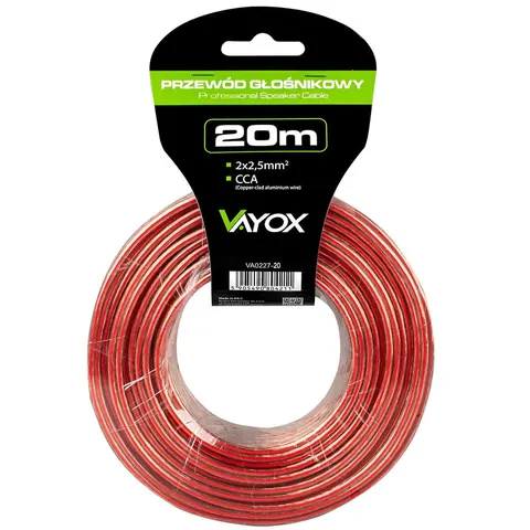 Kabel głośnikowy CCA 2x2,50mm 20m (LB0009-20) VA0227-20 Vayox