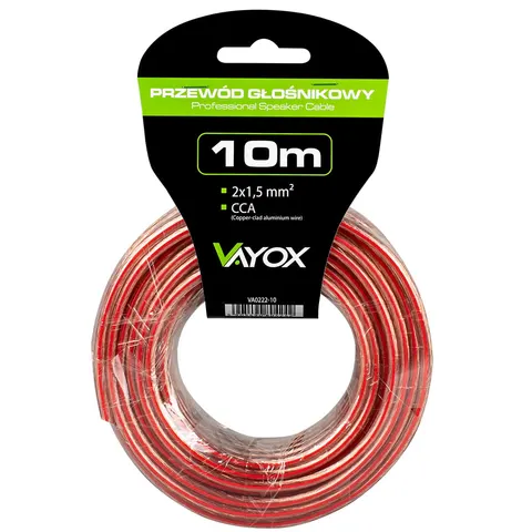 Kabel głośnikowy CCA 2x1,5mm 10m (LB0008-10) VA0222-10 Vayox