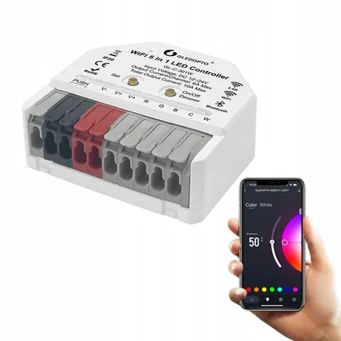 Mini sterownik 5w1 do taśm pasków LED RGB CCT ściemniacz WiFi Tuya