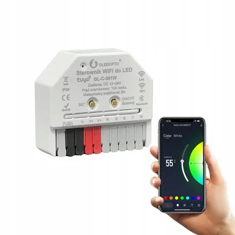 Mini sterownik Premium 5 w 1 do taśm pasków LED RGB CCT ściemniacz WiFi Tuya