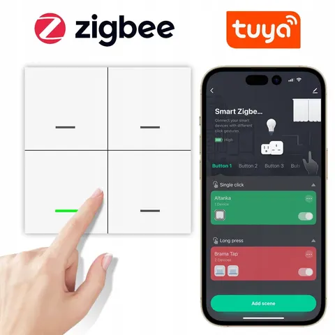 Pilot Przycisk ZigBee Tuya 4 kanały 12 scen Home Assistant ZigBee2MQTT ZHA