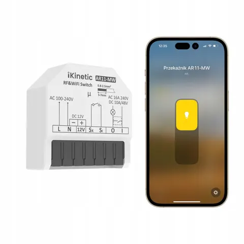 Przekaźnik odbiornik beznapięciowy 16 A 230 V AC 12 V DC Matter WiFi Apple HomeKit Google