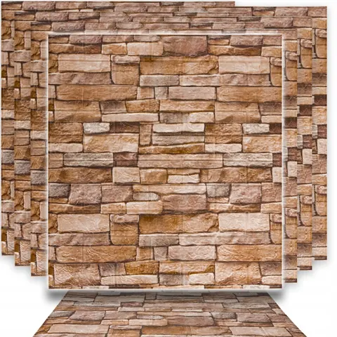 Panele 3D ścienne samoprzylepne pianka XPE cegła brązowa tapeta 77 x 70 cm 10 sztuk
