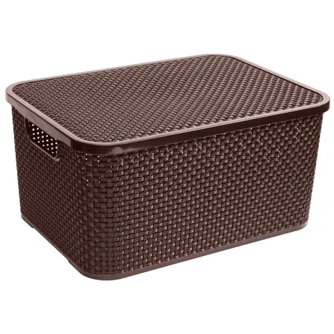 Kosz z pokrywą Rattan 19L 1724 brąz BranQ