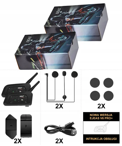 2x interkom motocyklowy intercom Bluetooth 5.1 USB-C Ejeas V6 Pro+ najnowszy do 1200 m (1)