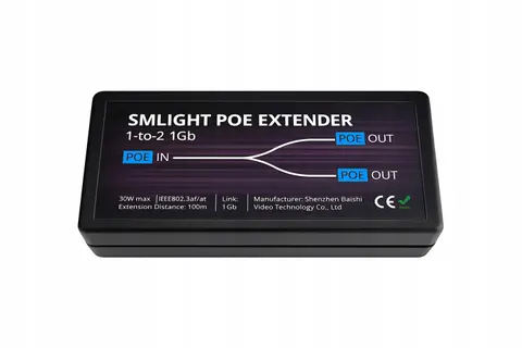 Wzmacniacz Extender PoE Ethernet RJ45 przedłużacz sygnału do 100 m 2x 1 Gbit
