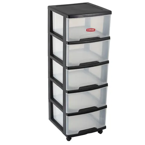 Regał z szufladami 5x20L czarny Curver 214752
