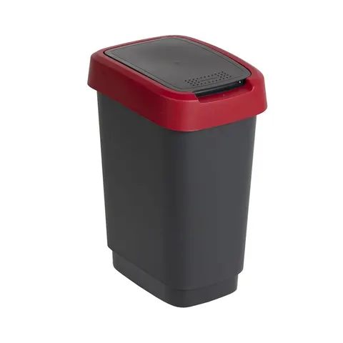 Kosz na śmieci 10L TWIST czarny/czerwony ROTHO