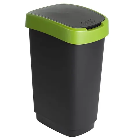 Kosz na śmieci 50L TWIST czarny/zielony ROTHO