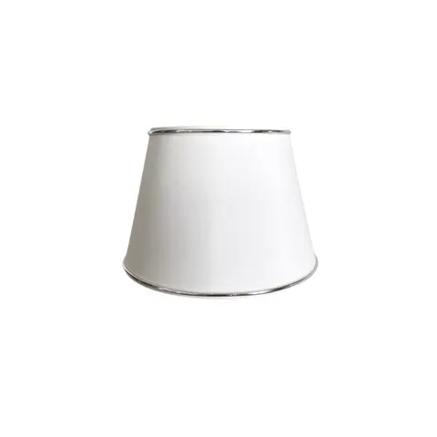 Abażur bawełniany stożek biały lamówka srebrna Glam 14cm
