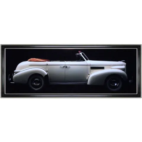 OBRAZ W DREWNIANEJ RAMIE"WHITE CAR"95X33CM