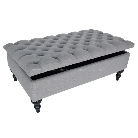 Prostokątna pikowana pufa na nóżkach L. Grey WOOL FLORE