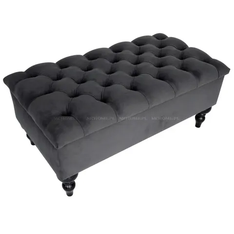 Ławeczka pikowana do przedpokoju Grey Velvet Flore