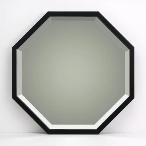 Lustro drewniane czarne Octagon 64x64 cm