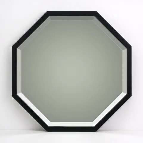 Lustro drewniane czarne Octagon 54x54cm