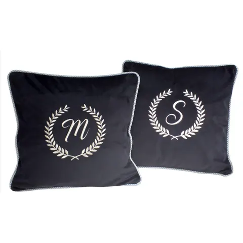 PODUSZKA WELUROWA OZDOBNA Z DOWOLNYM HAFTEM WYBIERZ KOLOR " LAUREL WREATH " 45 X 45 CM