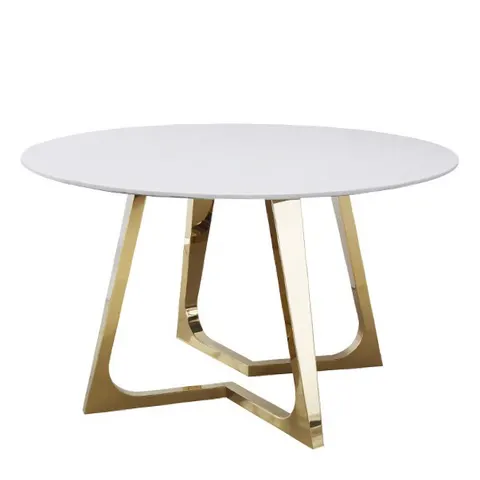 Stół okrągły złoty blat marmur Vento śr 130cm
