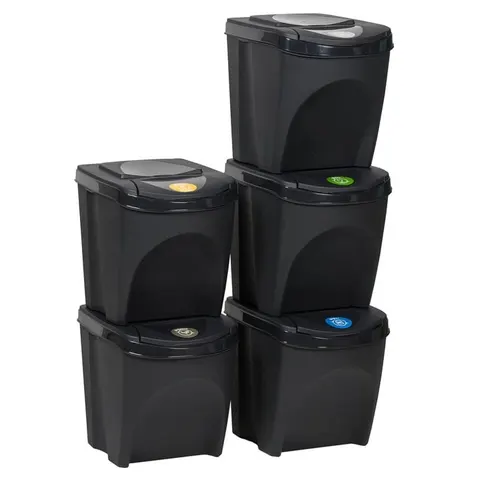 Pojemniki do segregacji 5x25L antracytowy Prosperplast