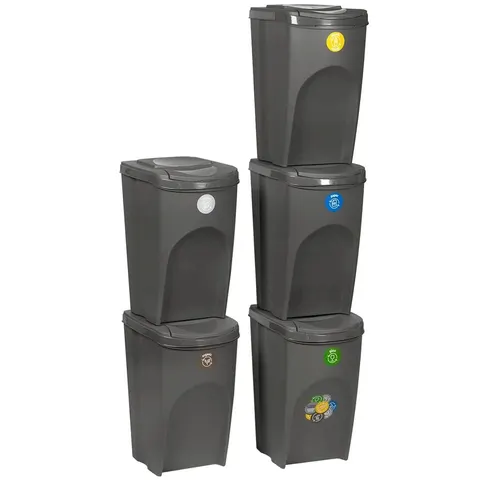 Pojemniki do segregacji 5x35L antracytowy Prosperplast