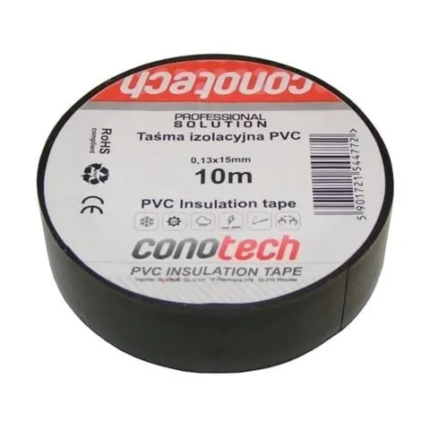 Taśma izolacyjna czarna PVC 0,13x15x10m NS