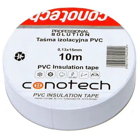 Taśma izolacyjna biała PVC 0,13x15x10m NS
