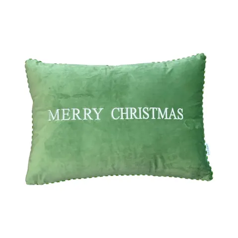 Poduszka welurowa zielona Merry Christmas Modern