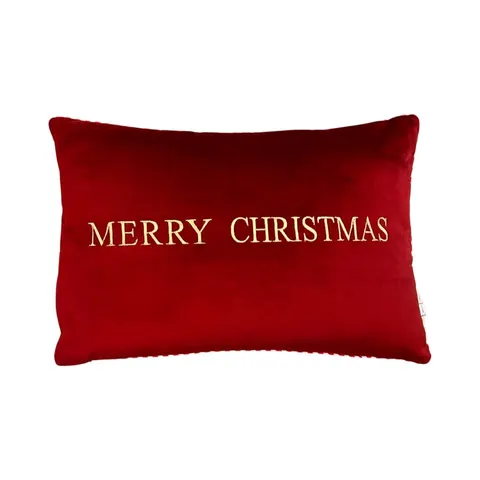 Poduszka welurowa czerwona Merry Christmas Modern