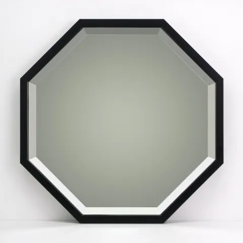 Lustro drewniane czarne Octagon 44x44cm