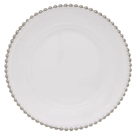 Szklana podstawka pod talerz ” PEARL SILVER ”