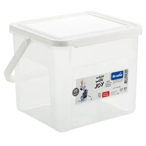Pojemnik na detergenty 4,5L Powdy przezroczysty/biały Rotho