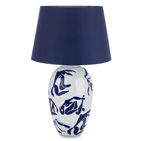 Lampa stołowa ceramiczna biało-granatowa Matisse’a
