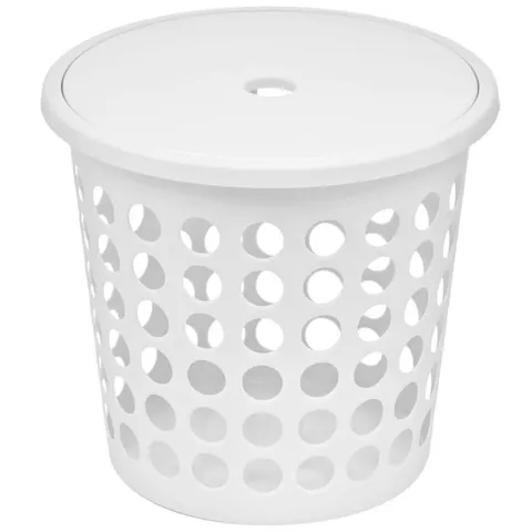 Kosz na bieliznę okrągły SPRINGFIELD 25 L biały Plast Team