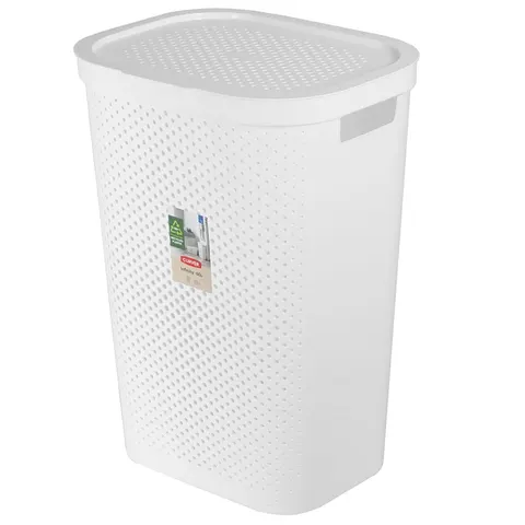 Kosz na pranie z pokrywą INFINITY RECYCLED 60L biały Curver