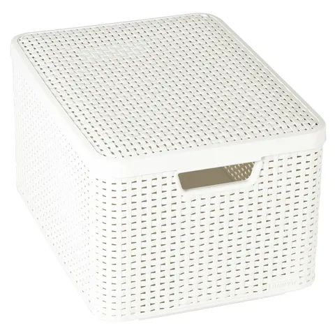 Koszyk z pokrywą STYLE BOX L kremowy 30L CURVER