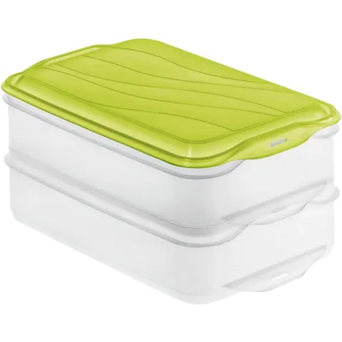 Pojemnik 2-Poziomowy Na Żywność Rondo 2x1,35 l przezroczysty / limonkowy ROTHO