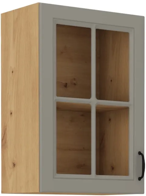 Szafka wisząca z witryną 40x72 STELVIO Jasnoszara i Dąb Artisan