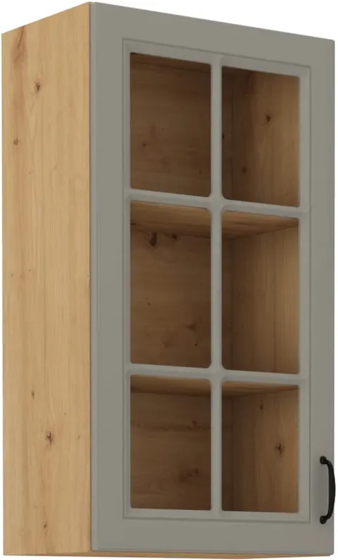 Szafka wisząca z witryną 40x90 STELVIO Jasnoszara i Dąb Artisan