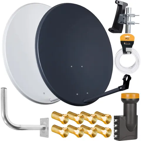 Antena satelitarna Corab 80 cm + konwerter quad + akcesoria montażowe