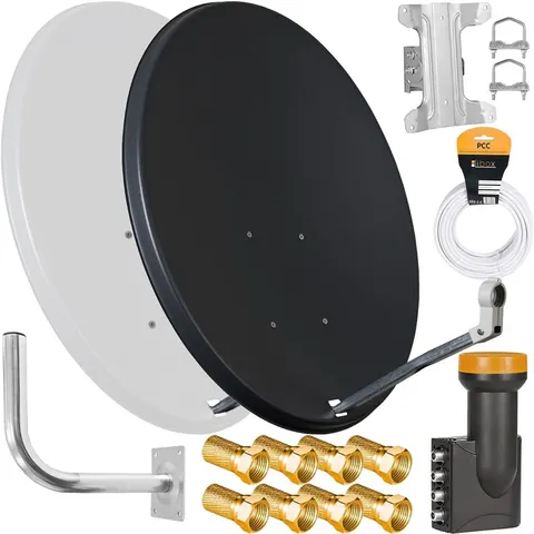 Antena satelitarna Corab 90 cm + konwerter quad + akcesoria montażowe
