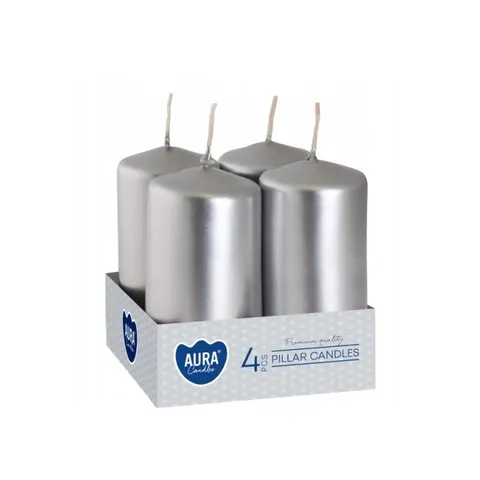 BISPOL Świeca wotywna SW40/80-271, SREBRNY METALIK, 4 szt