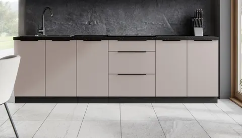 Meble kuchenne ARA 5 z blatem 260cm - Kaszmir i Czarny