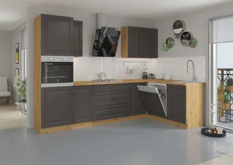 Meble kuchenne STELVIO 3 - Grafit i Dąb Artisan