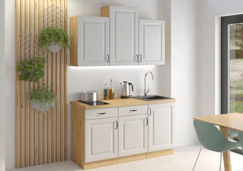 Meble kuchenne STELVIO 5 - Biel i Dąb Artisan
