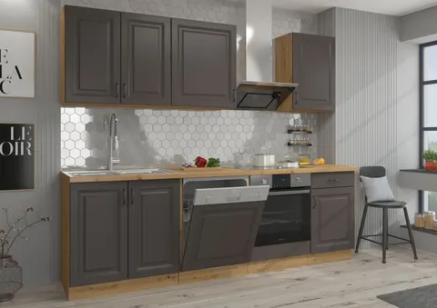 Meble kuchenne STELVIO 6 - Grafit i Dąb Artisan