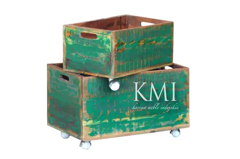 komplet dwóch drewnianych skrzynek Army Green