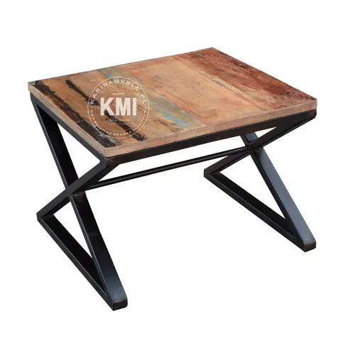 loftowy stolik Cross recykling drewno metal