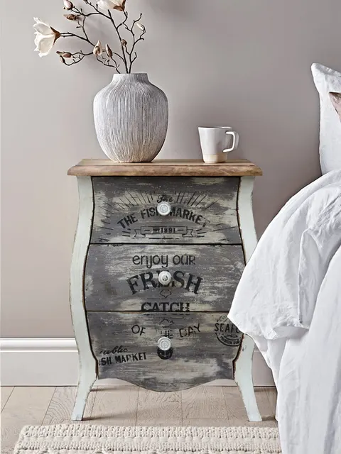 Szafka Nocna Drewniana Vintage Hampton Mango Postarzana 50 cm